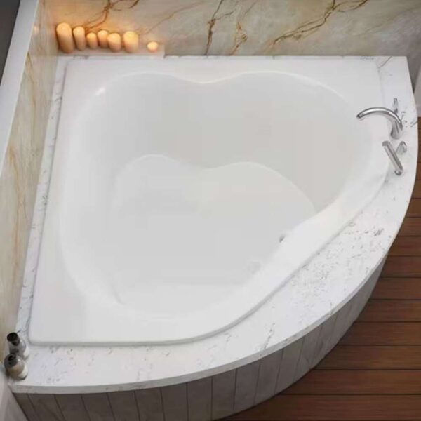 Beryl 5 ft. Acrylic Center Drain Corner Drop-in Non-Whirlpool Bathtub in White