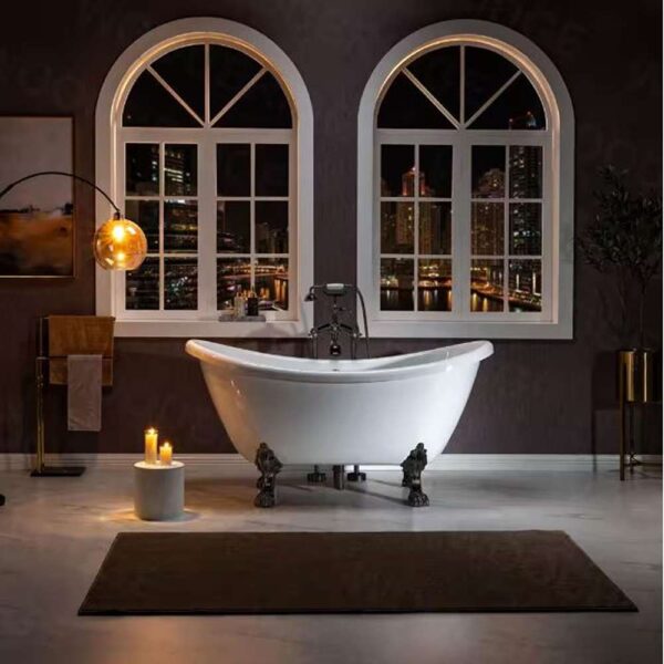 Seattle 59 in. Heavy Duty Acrylic Slipper Clawfoot Bath Tub in White, Claw Feet, Drain & Overflow in Oil Rubbed Bronze