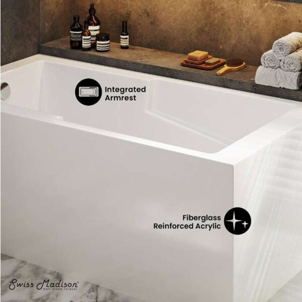 Claire 60 in. Acrylic Left-Hand Drain Rectangular Alcove Bathtub in Glossy White