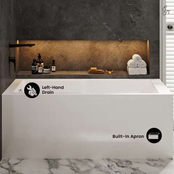 Claire 60 in. Acrylic Left-Hand Drain Rectangular Alcove Bathtub in Glossy White