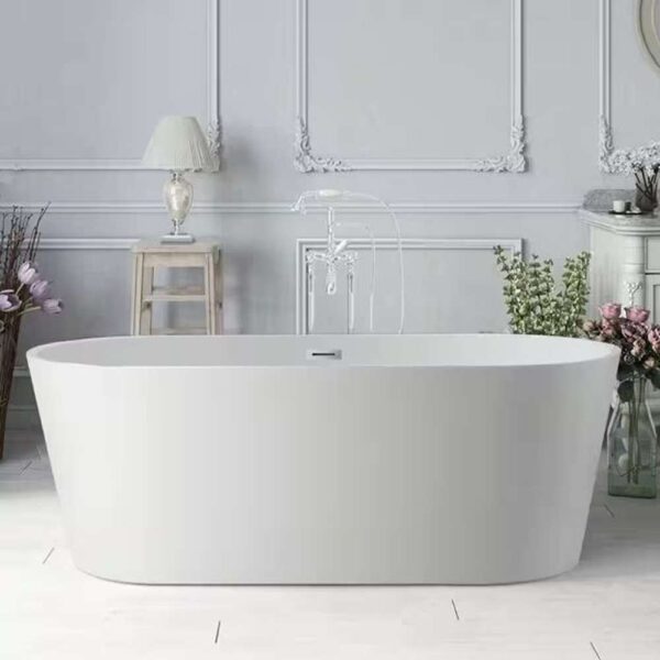 Bordeaux 67 in. Acrylic Flatbottom Freestanding Bathtub in White/Polished Chrome