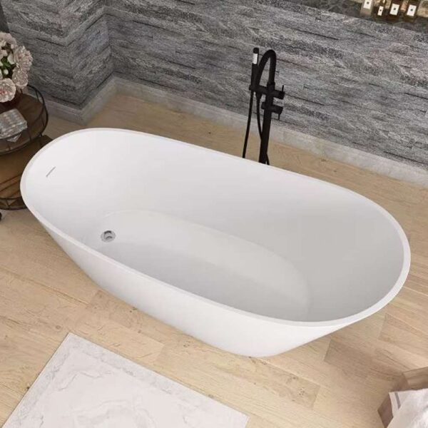 Neo 67 in. x 29.5 in. Slipper Acrylic Freestanding Soaking Bathtub Flatbottom Oval Modern Tub with Pop-Up Drain in White