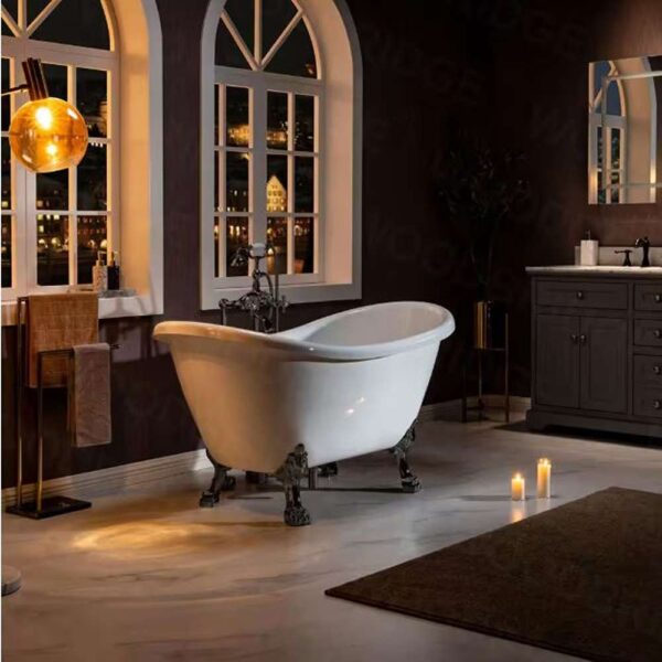 Seattle 59 in. Heavy Duty Acrylic Slipper Clawfoot Bath Tub in White, Claw Feet, Drain & Overflow in Oil Rubbed Bronze