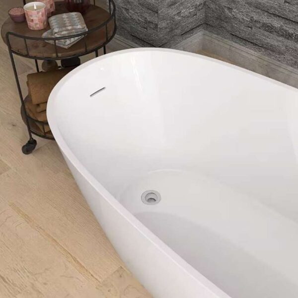 Neo 67 in. x 29.5 in. Slipper Acrylic Freestanding Soaking Bathtub Flatbottom Oval Modern Tub with Pop-Up Drain in White