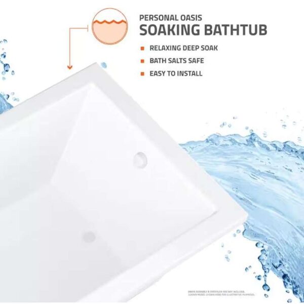 Beryl 5 ft. Acrylic Center Drain Corner Drop-in Non-Whirlpool Bathtub in White