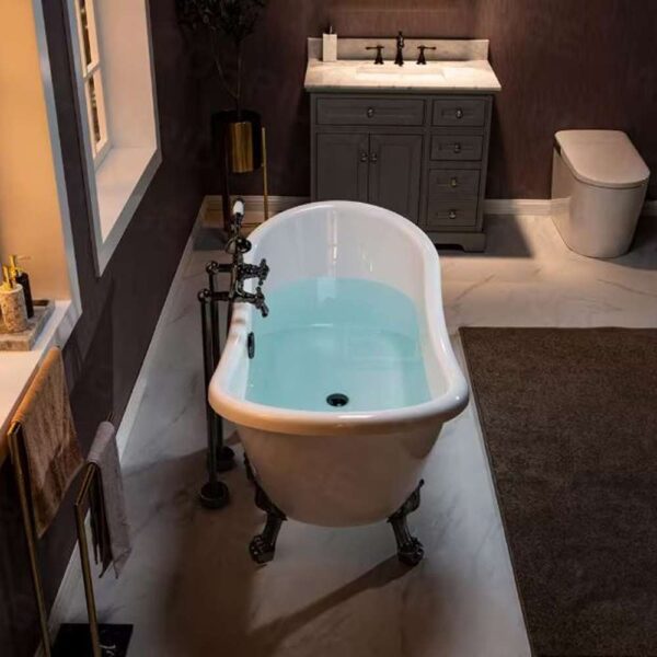 Seattle 59 in. Heavy Duty Acrylic Slipper Clawfoot Bath Tub in White, Claw Feet, Drain & Overflow in Oil Rubbed Bronze